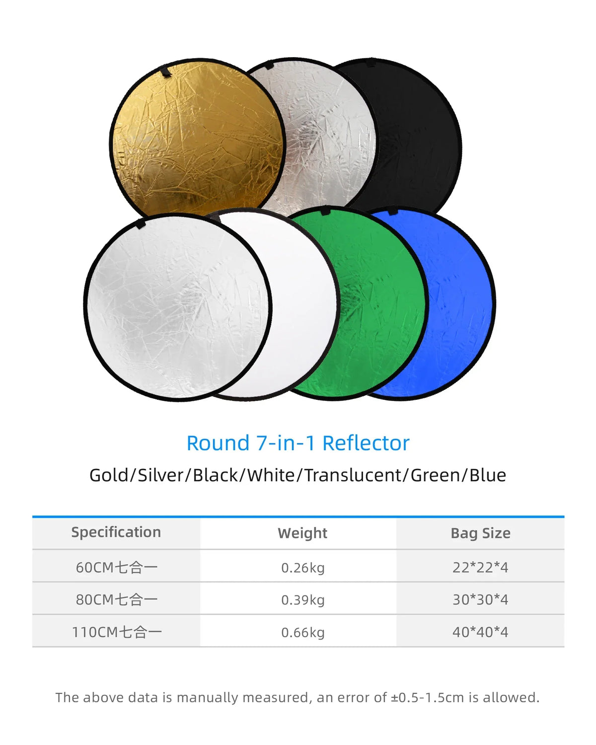 RF01 5-in-1 Collapsible Round Photography Reflector - Image 14