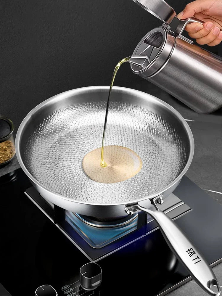 Titanium Frying Pan Thickened Non-Stick Non-Coating Hammer Pattern Fried Steak Pan Gas Stove Pot Induction Kitchen - Image 14