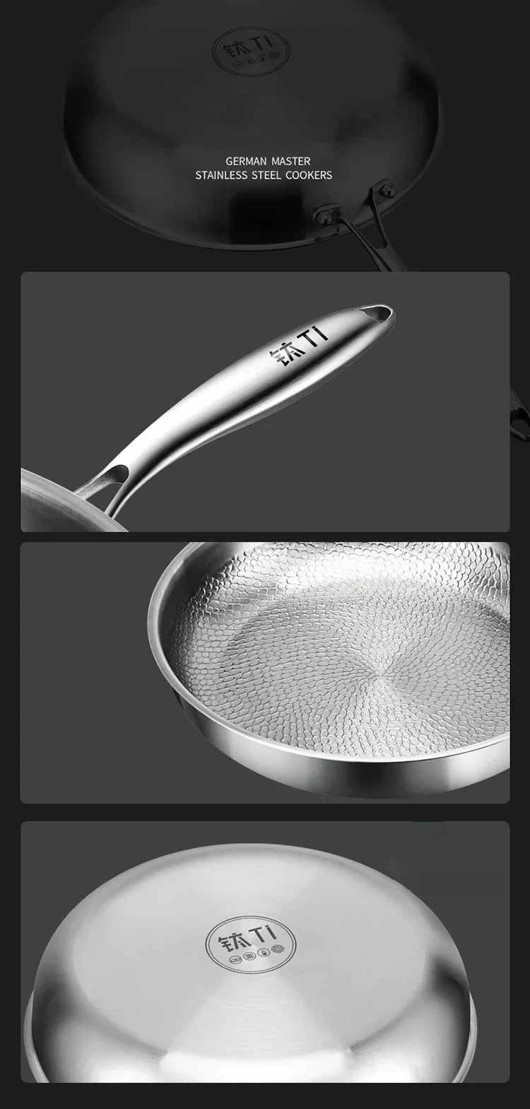 Titanium Frying Pan Thickened Non-Stick Non-Coating Hammer Pattern Fried Steak Pan Gas Stove Pot Induction Kitchen - Image 22