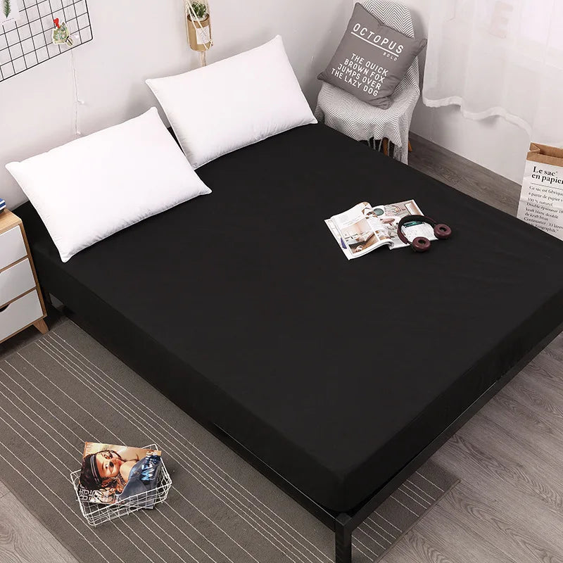 Waterproof Bed Fitted Sheet - Black