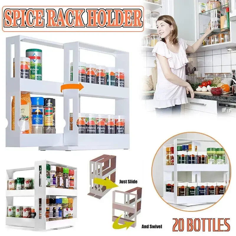 2-Tier Rotating Spice Organizer Rack - Image 3