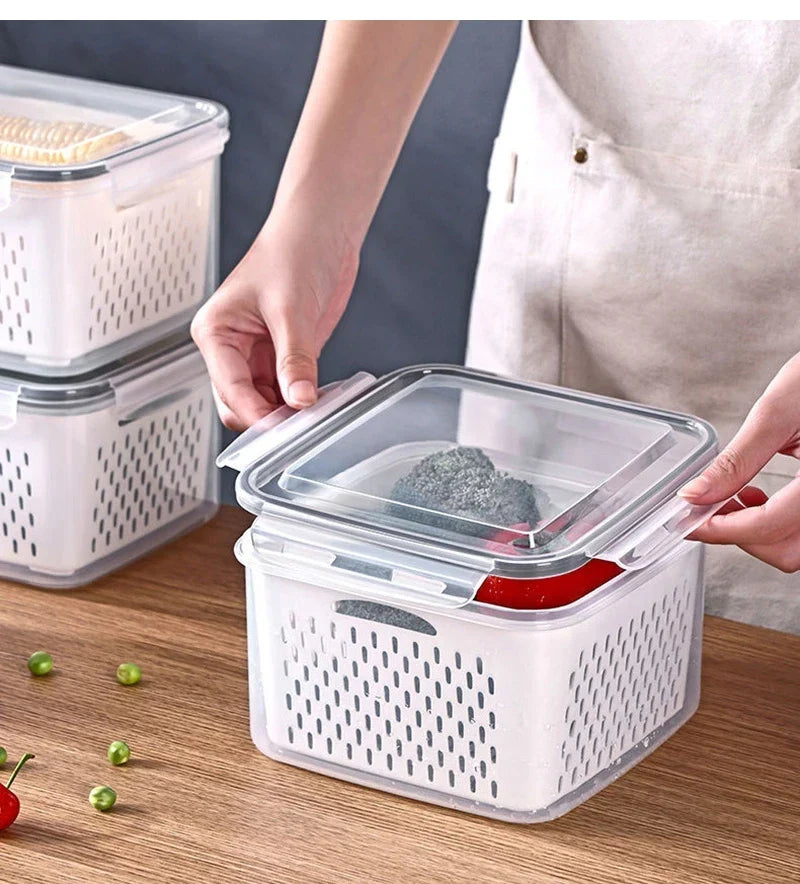 Multipurpose Refrigerator Storage Container with Drain Basket - Image 10