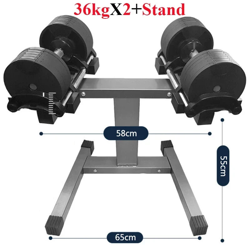 36KG Adjustable Dumbbell Set with Stand - 36kg set