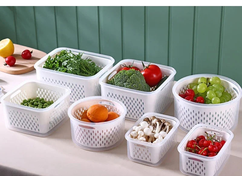 Multipurpose Refrigerator Storage Container with Drain Basket - Image 14