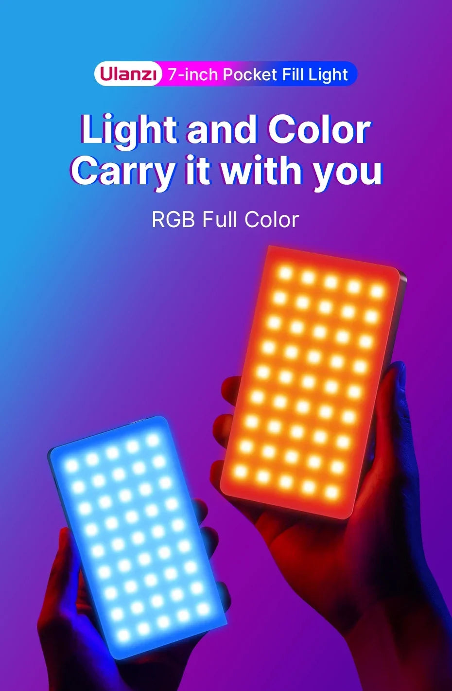 Ulanzi LT002 7" RGB Pocket Fill Light - Image 7