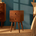 Scandinavian Dark Walnut Logan Narrow Bedside Table (Damaged)
