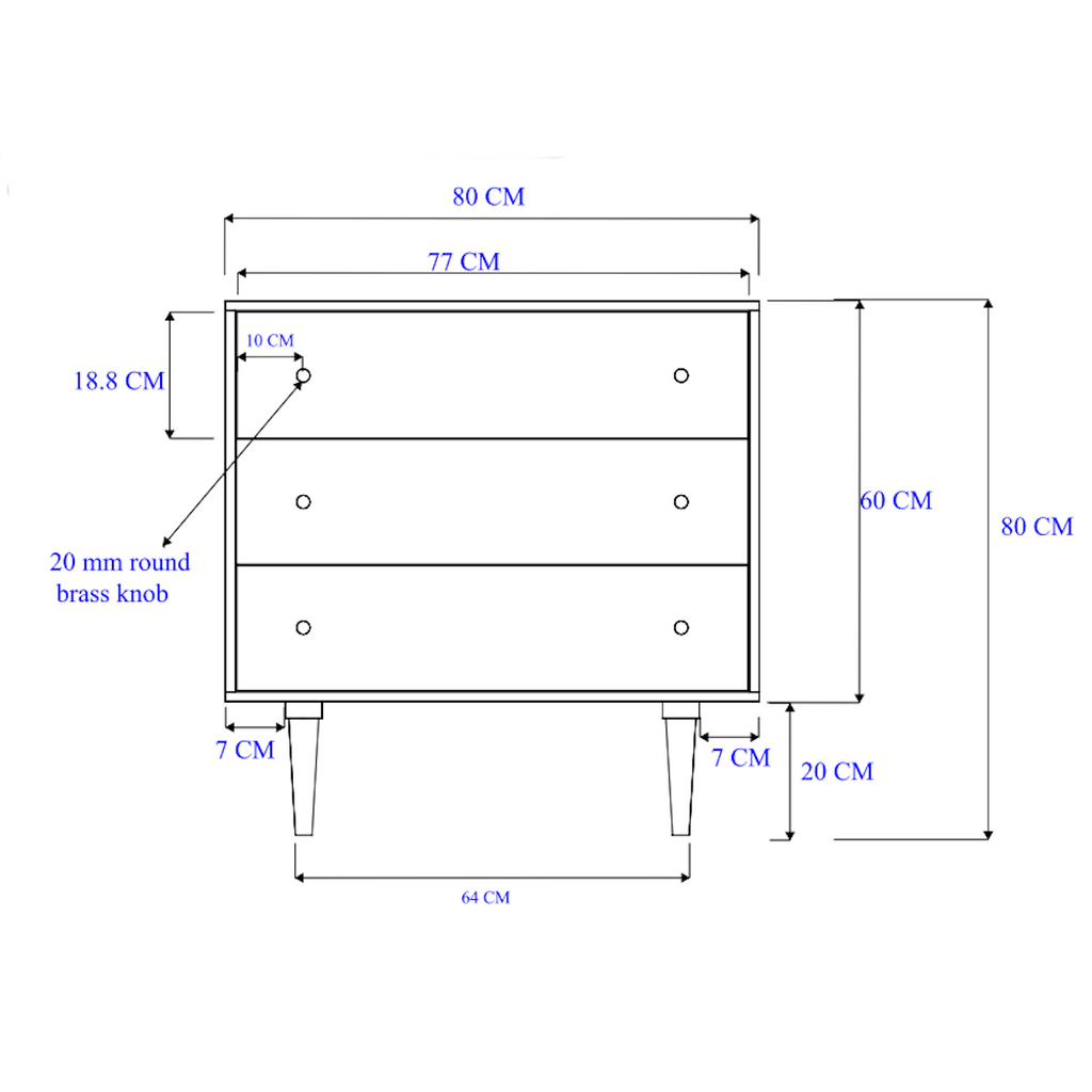 Minimalist Mango Wood Light Oak Oslo Chest of 3 Drawers - Image 9