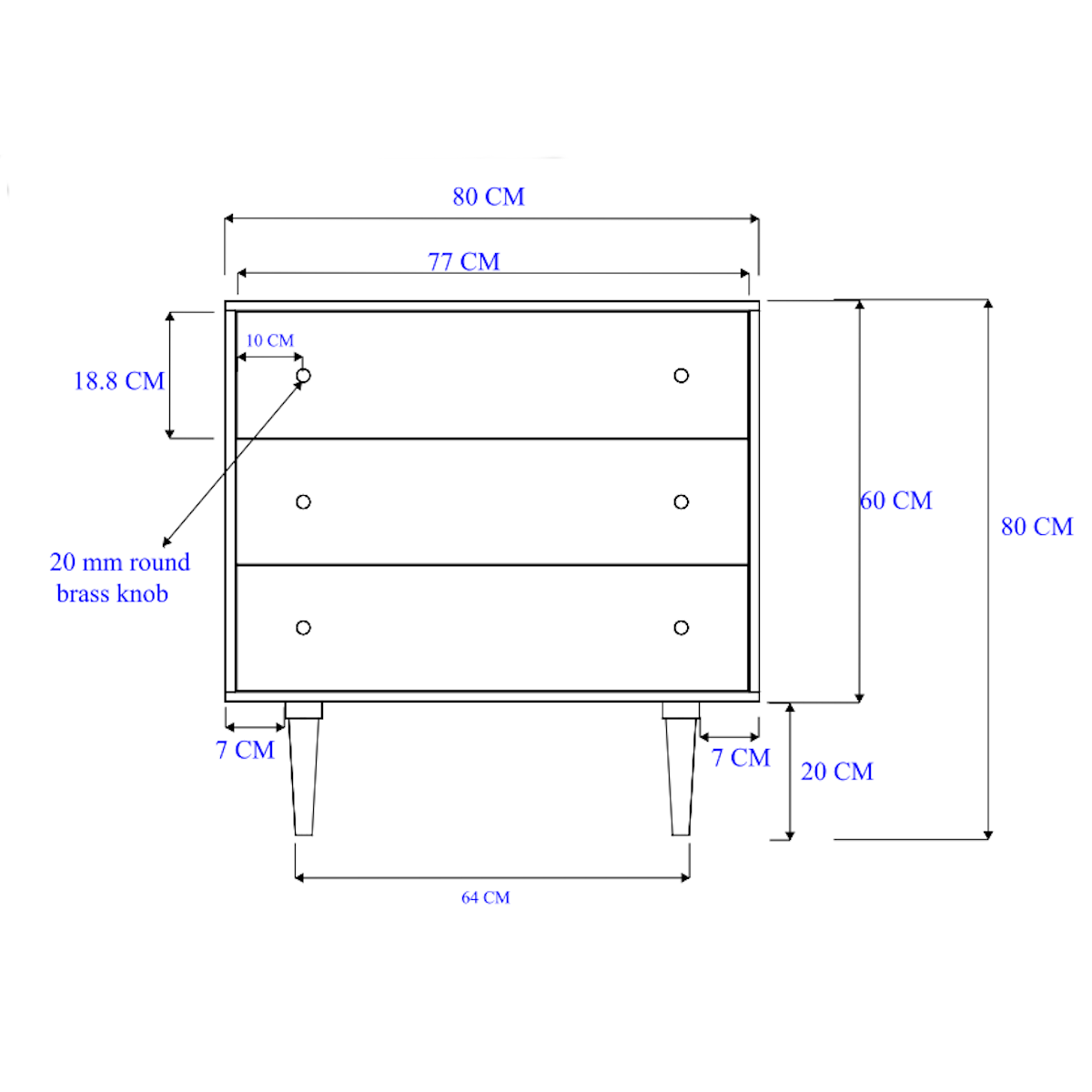 Minimalist Mango Wood Light Oak Oslo Chest of 3 Drawers - Image 9