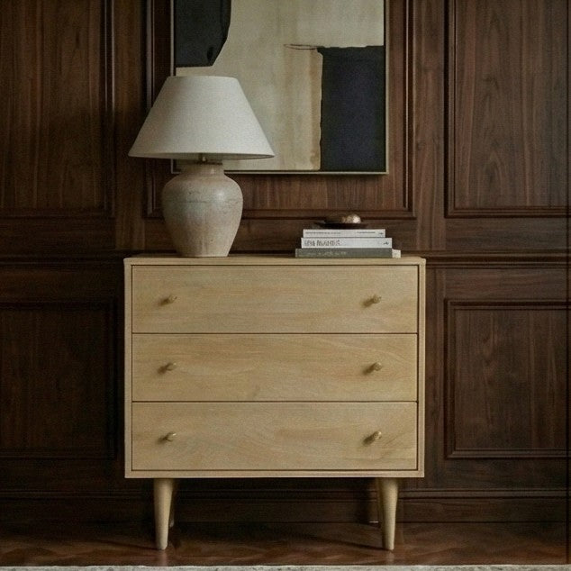 Minimalist Mango Wood Light Oak Oslo Chest of 3 Drawers - Image 7