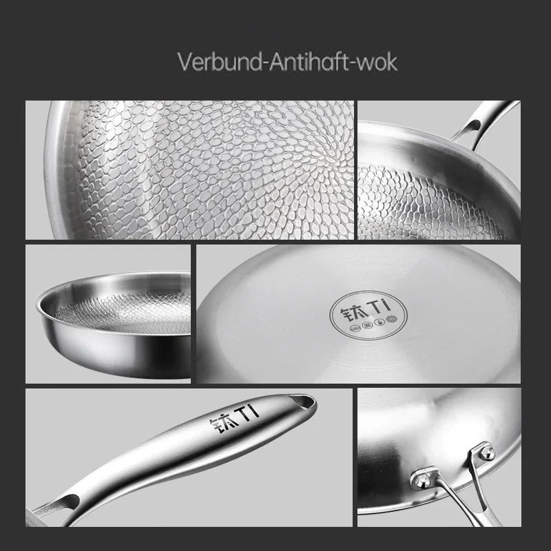 Titanium Frying Pan Thickened Non-Stick Non-Coating Hammer Pattern Fried Steak Pan Gas Stove Pot Induction Kitchen - Image 5