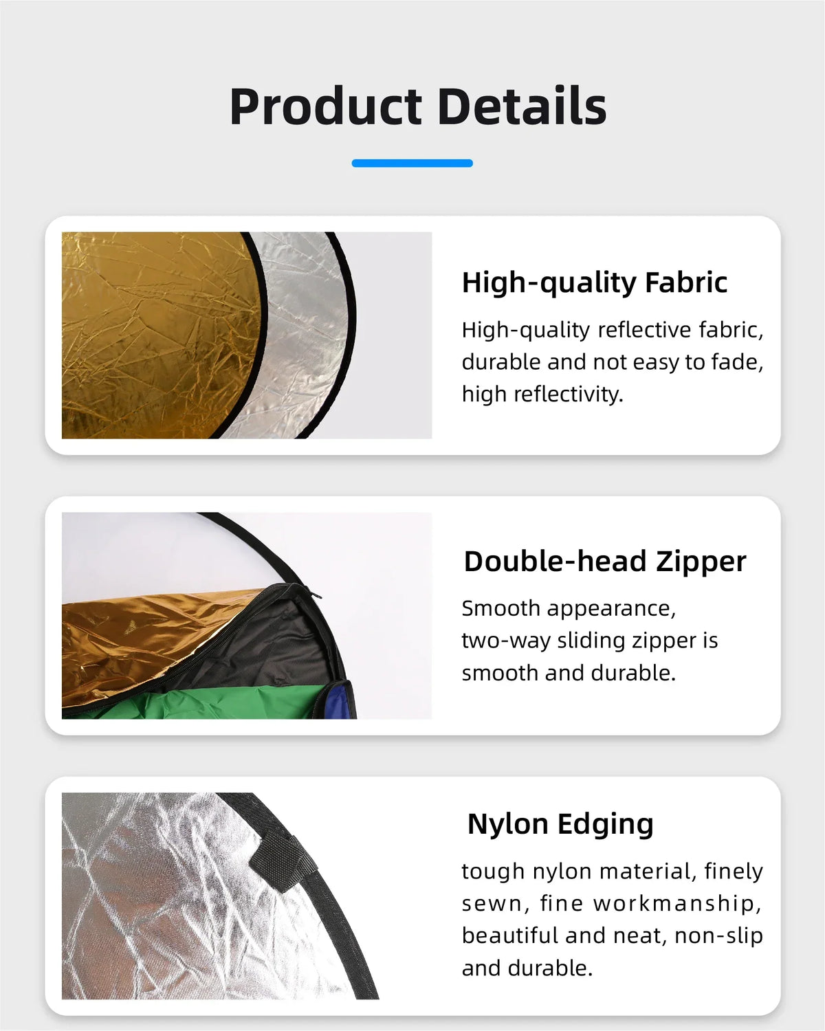 RF01 5-in-1 Collapsible Round Photography Reflector - Image 11