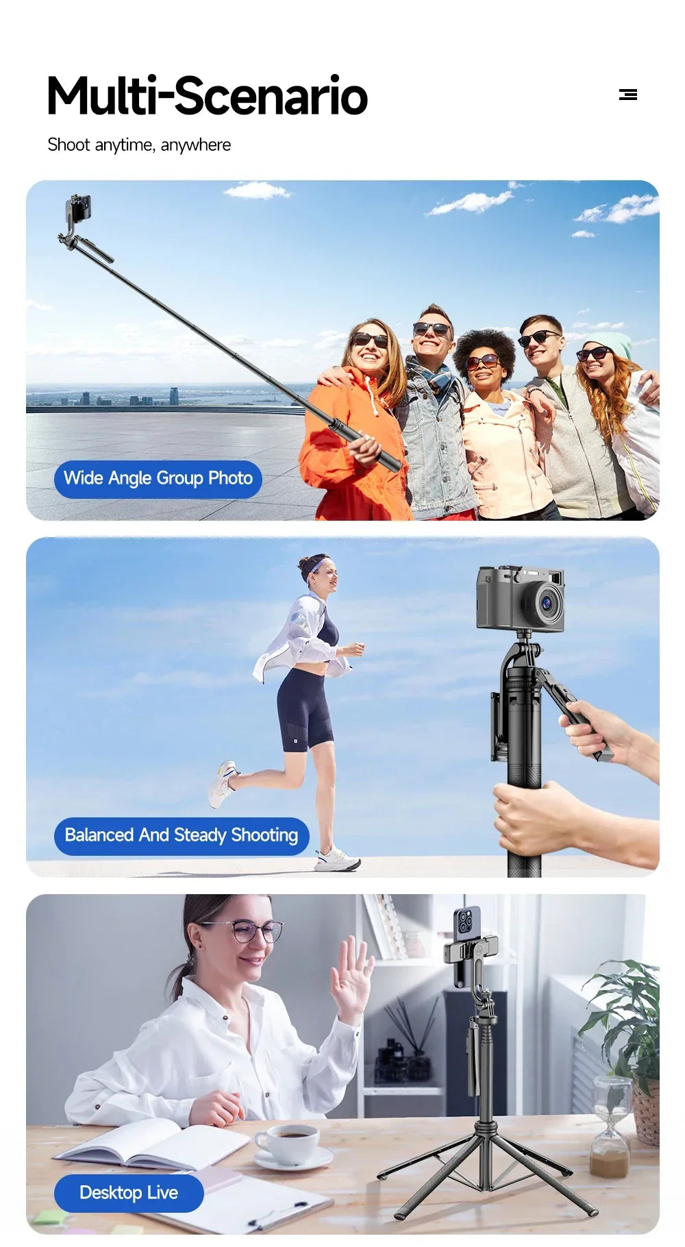 Tripod Stand with Wireless Bluetooth Remote - Image 12