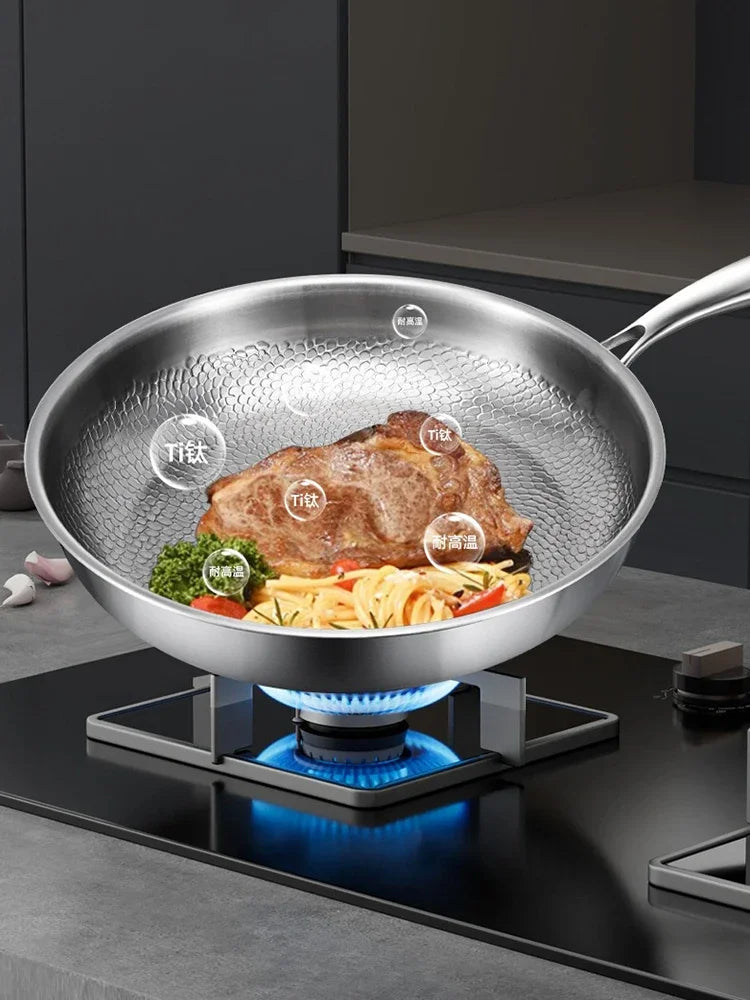 Titanium Frying Pan Thickened Non-Stick Non-Coating Hammer Pattern Fried Steak Pan Gas Stove Pot Induction Kitchen - Image 19