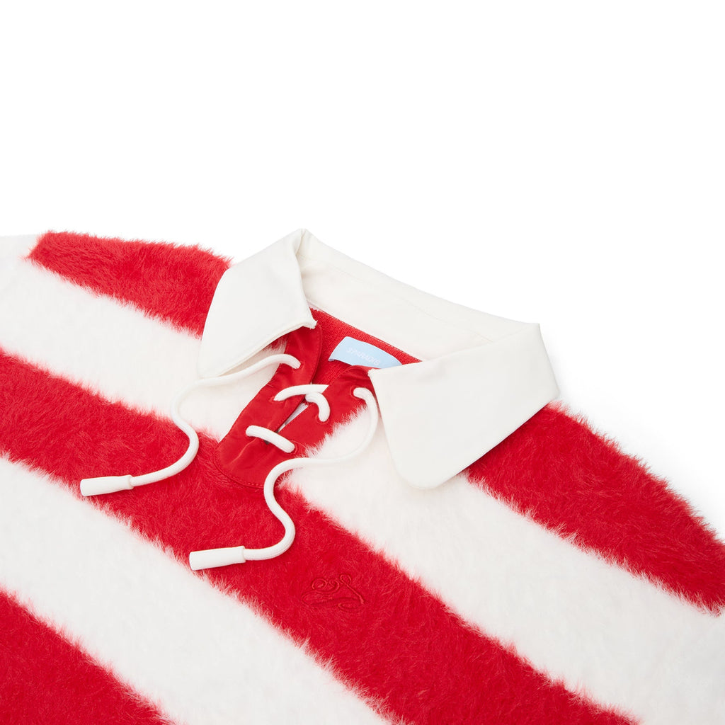 3.Paradis Fluffy Knit LS Polo (Redwhite) - Image 3