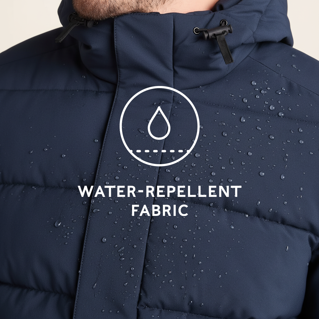 Tunnard Mens Short Shower Resistant Insulated Jacket - Dark Indigo - Image 8