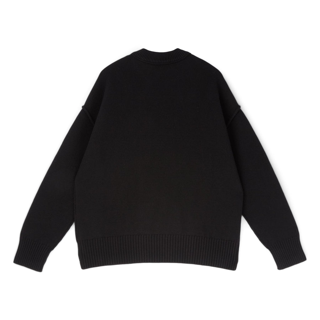 AMI Paris Crewneck Sweater With Contrasted AMI De Couer (Noir/Rouge) - Image 2