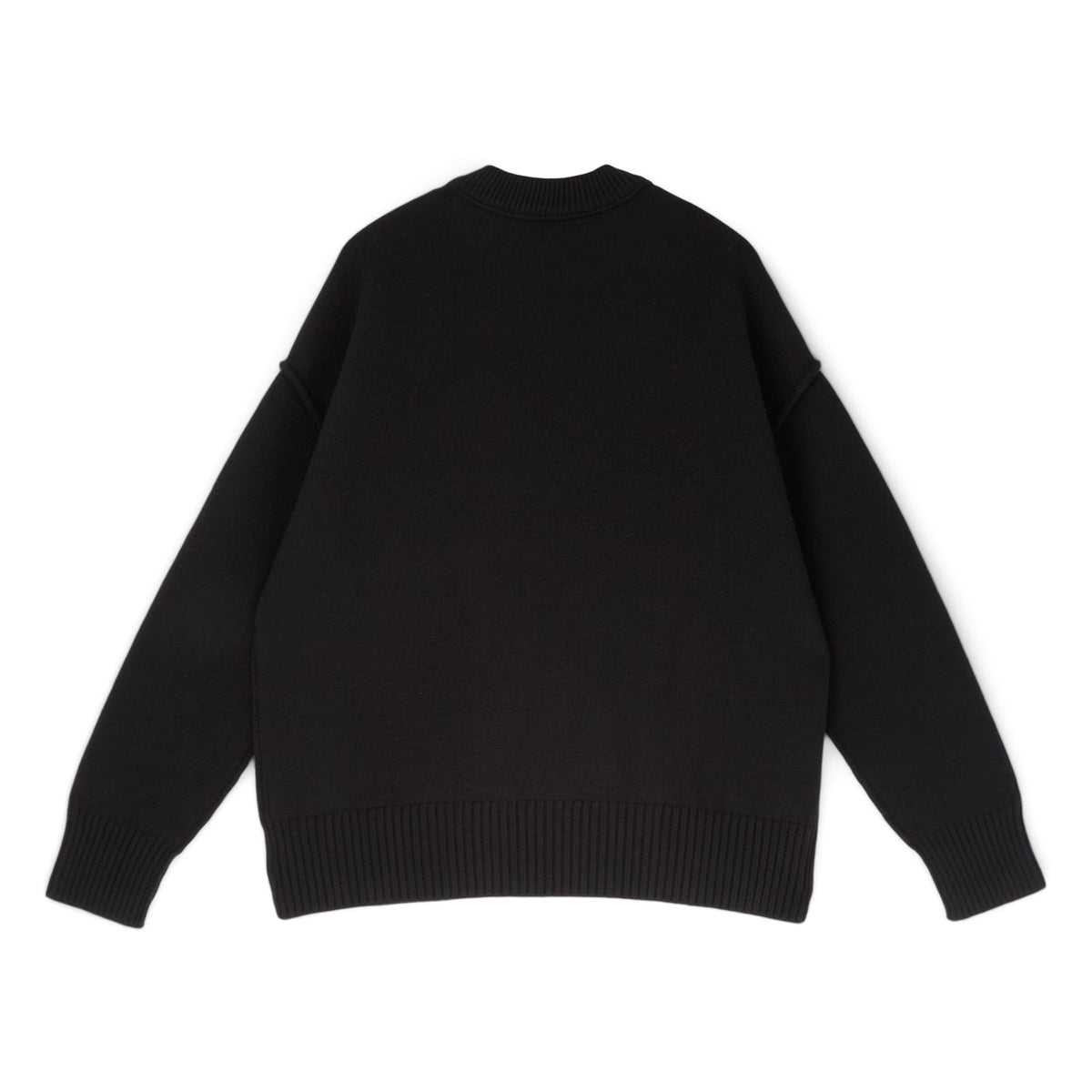 AMI Paris Crewneck Sweater With Contrasted AMI De Couer (Noir/Rouge) - Image 2