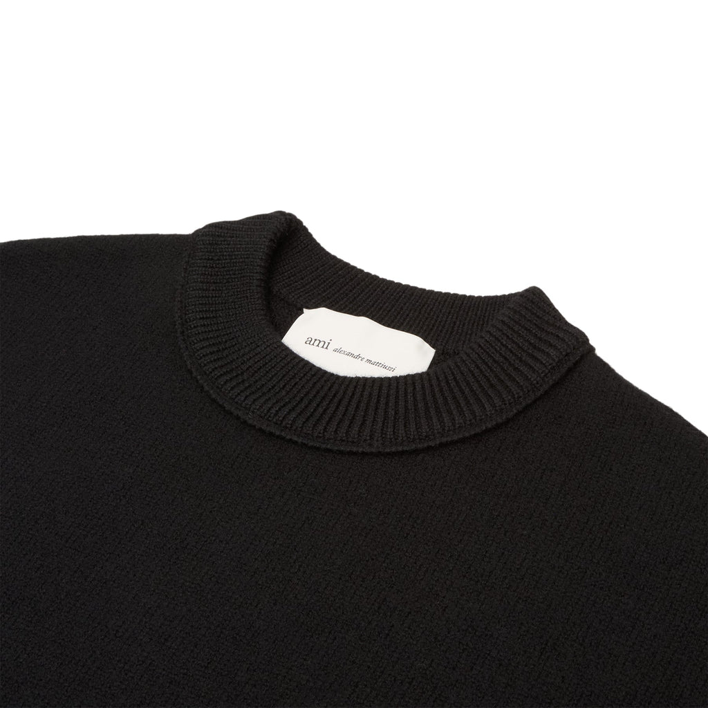 AMI Paris Crewneck Sweater With Contrasted AMI De Couer (Noir/Rouge) - Image 3