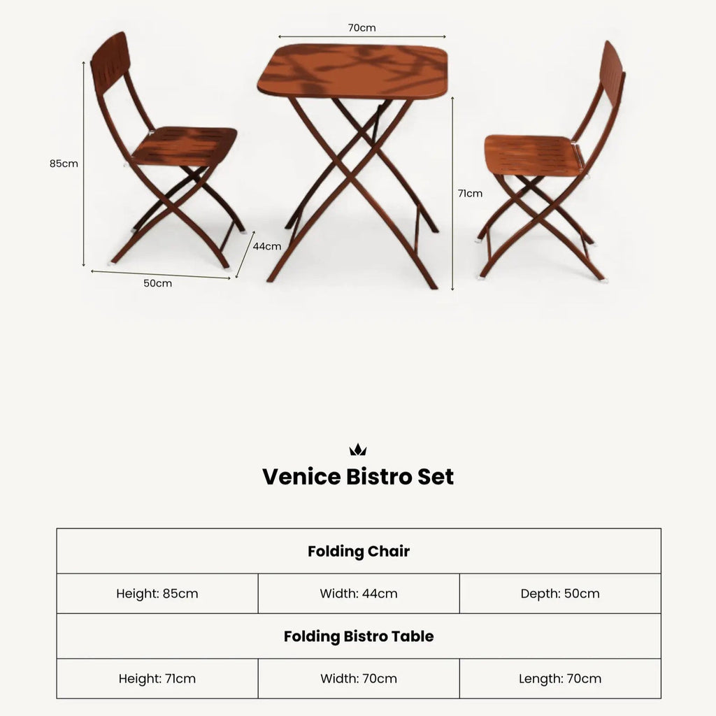 Venice 2 Seater Folding Bistro Set in Cayenne Orange - Image 10
