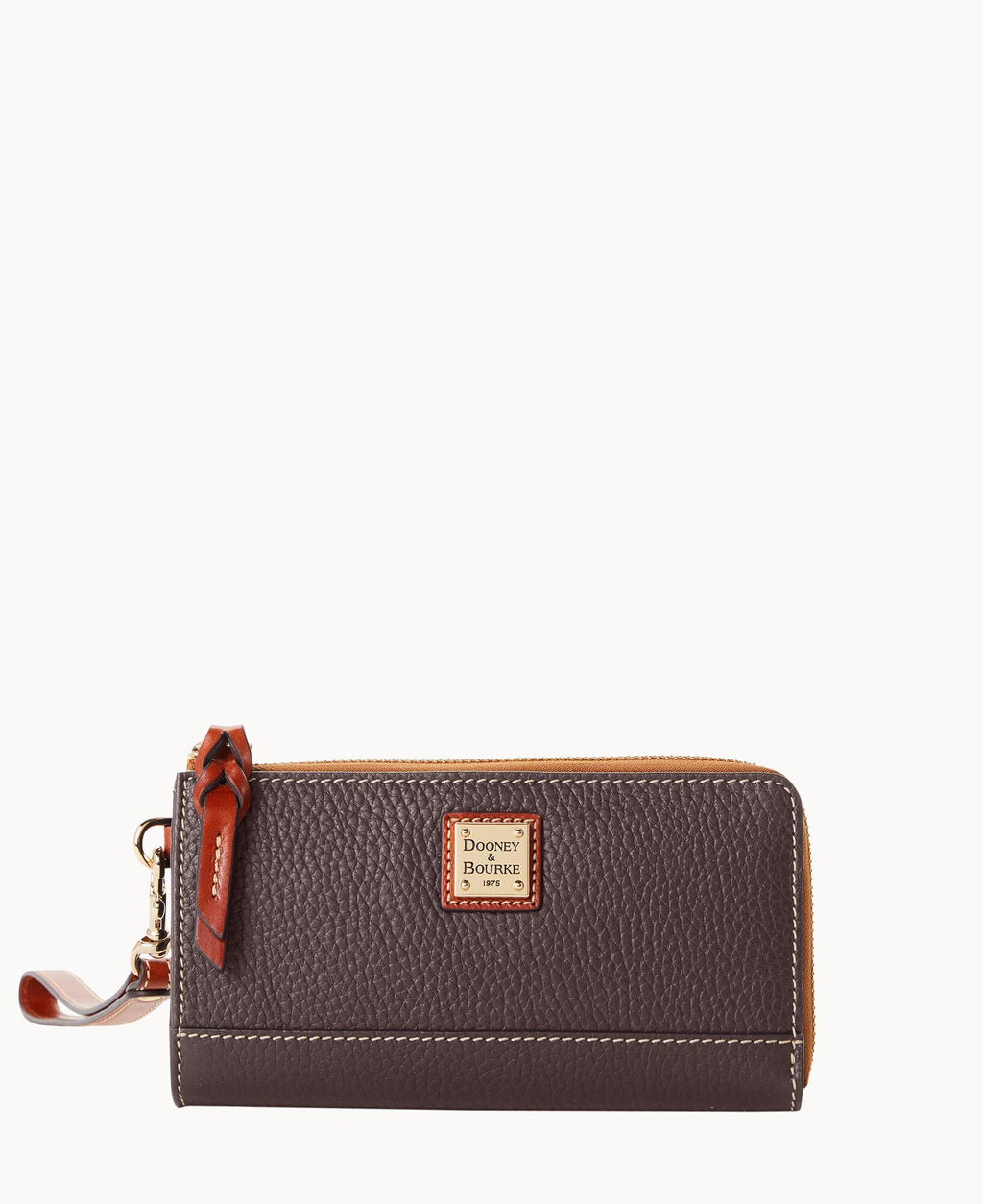 Pebble Grain Folded Zip Wristlet - Brown Tmoro