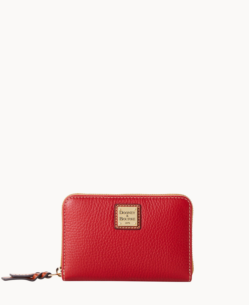 Pebble Grain Medium Zip Around Wallet - Red