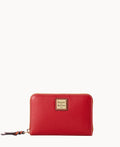 Pebble Grain Medium Zip Around Wallet - Red