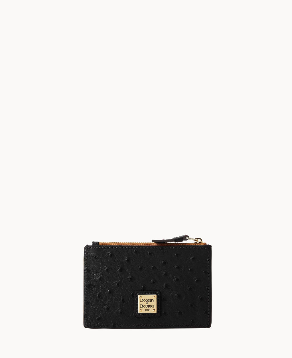 Ostrich Zip Credit Card Case - Black