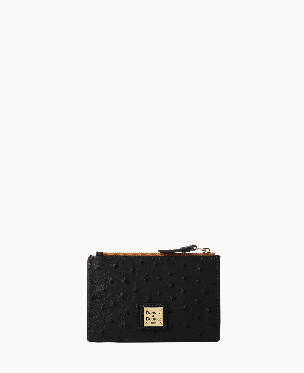 Ostrich Zip Credit Card Case - Black