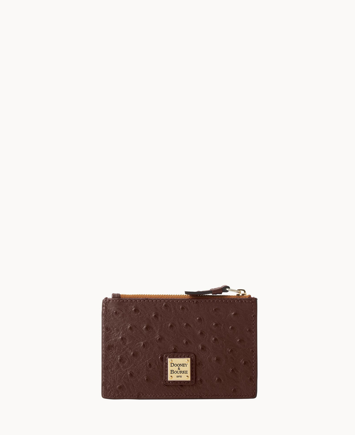 Ostrich Zip Credit Card Case - Brown Tmoro