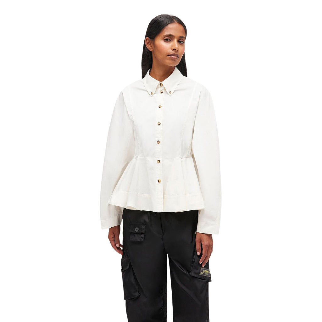 GANNI Peplum Shirt (Egret) - Image 2
