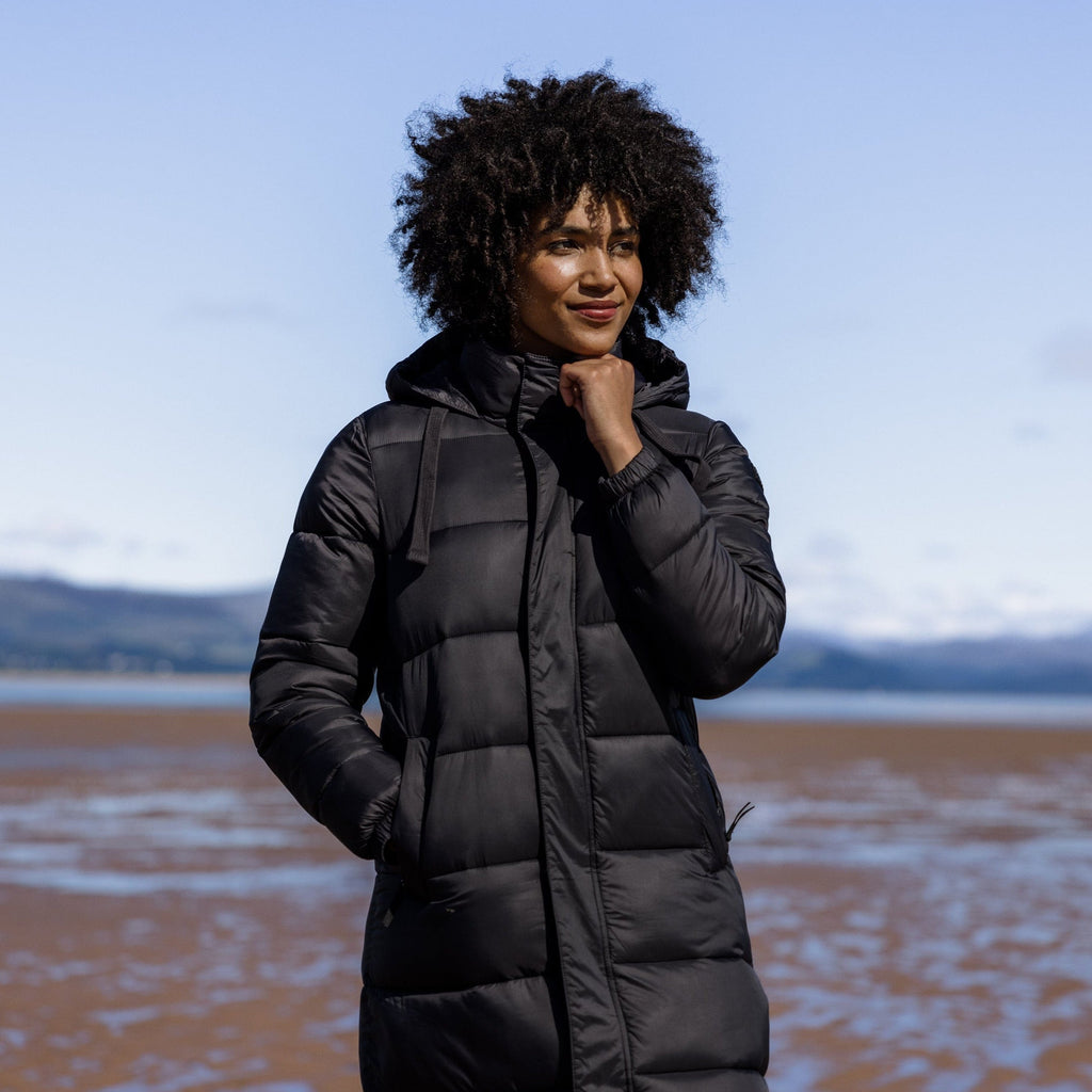 Cautley Womens Long Padded Shower Resistant Jacket - Black - Image 10