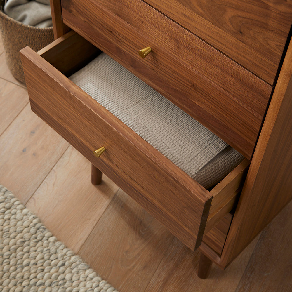 Wright Walnut Tallboy Chest of 5 Drawers - Image 3