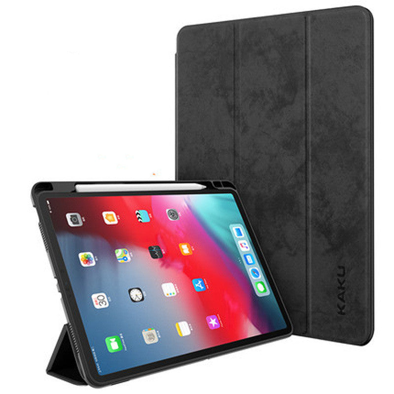 Premium Leather Tablet Case with Built-In Pen Slot - Black