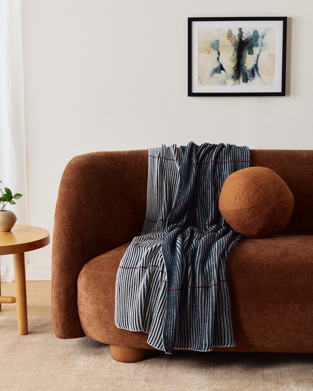 Organic Two Tone Rib Knit Throw (Ink and Sky) - Image 4