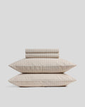 Brushed Cotton Sheet Set - Bone Check K/CK