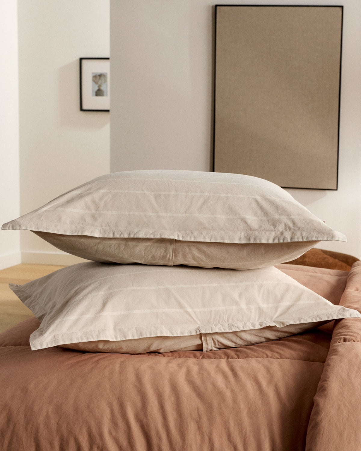 Brushed Cotton Sham Set (Bone Stripe) - Image 5