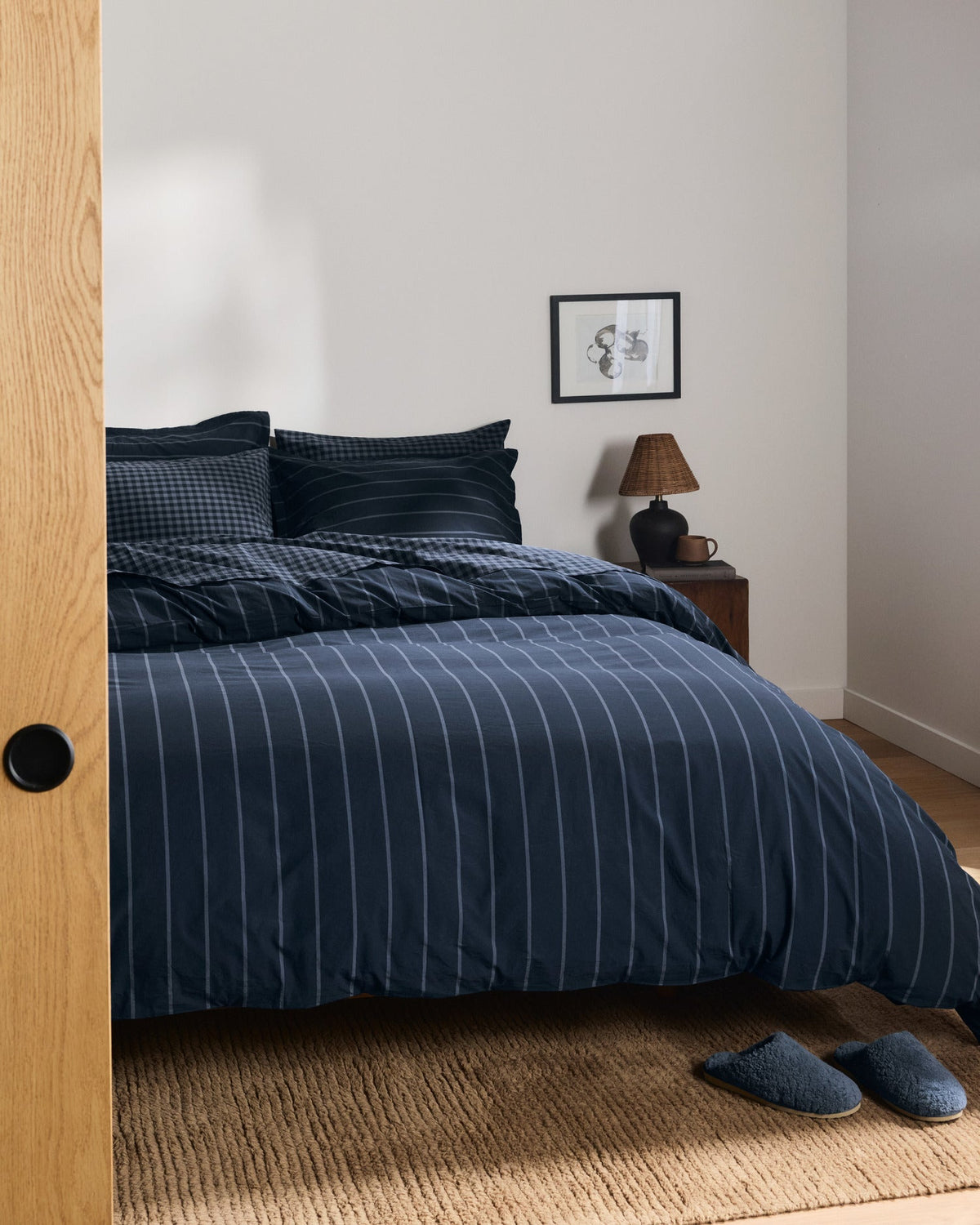 Brushed Cotton Duvet Cover Set - Dusk Stripe F/Q - Image 2