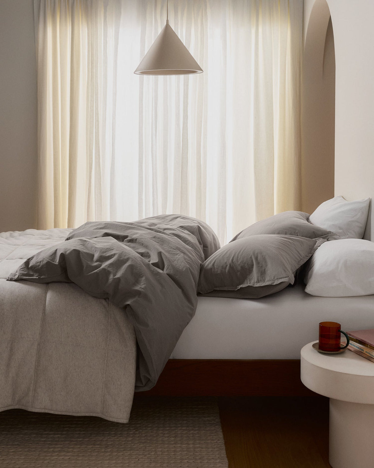 Brushed Cotton Duvet Cover Set - Pebble TW/XL - Image 2