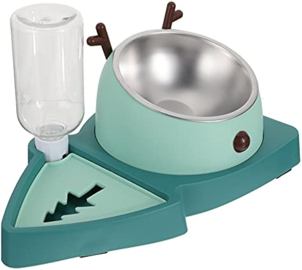 Slow Feeding Pet Bowl with Detachable Water Tray - Green