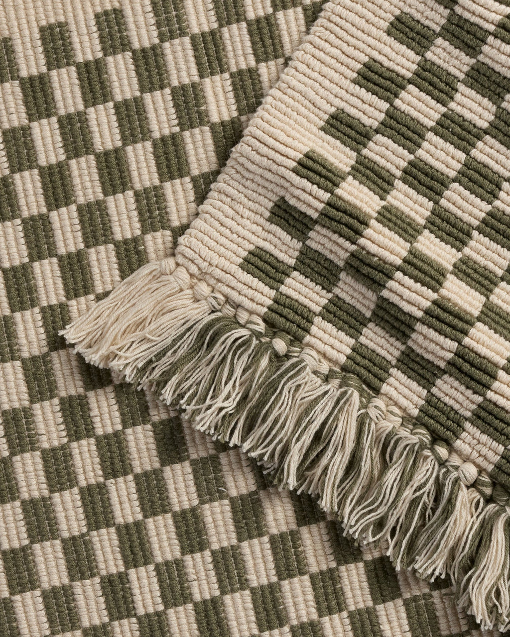 Organic Checkered Bath Rug (Natural and Thyme) - Image 3