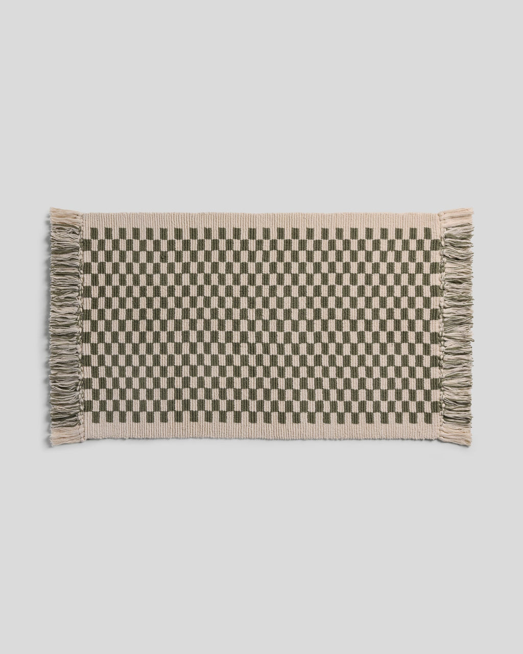Organic Checkered Bath Rug (Natural and Thyme)
