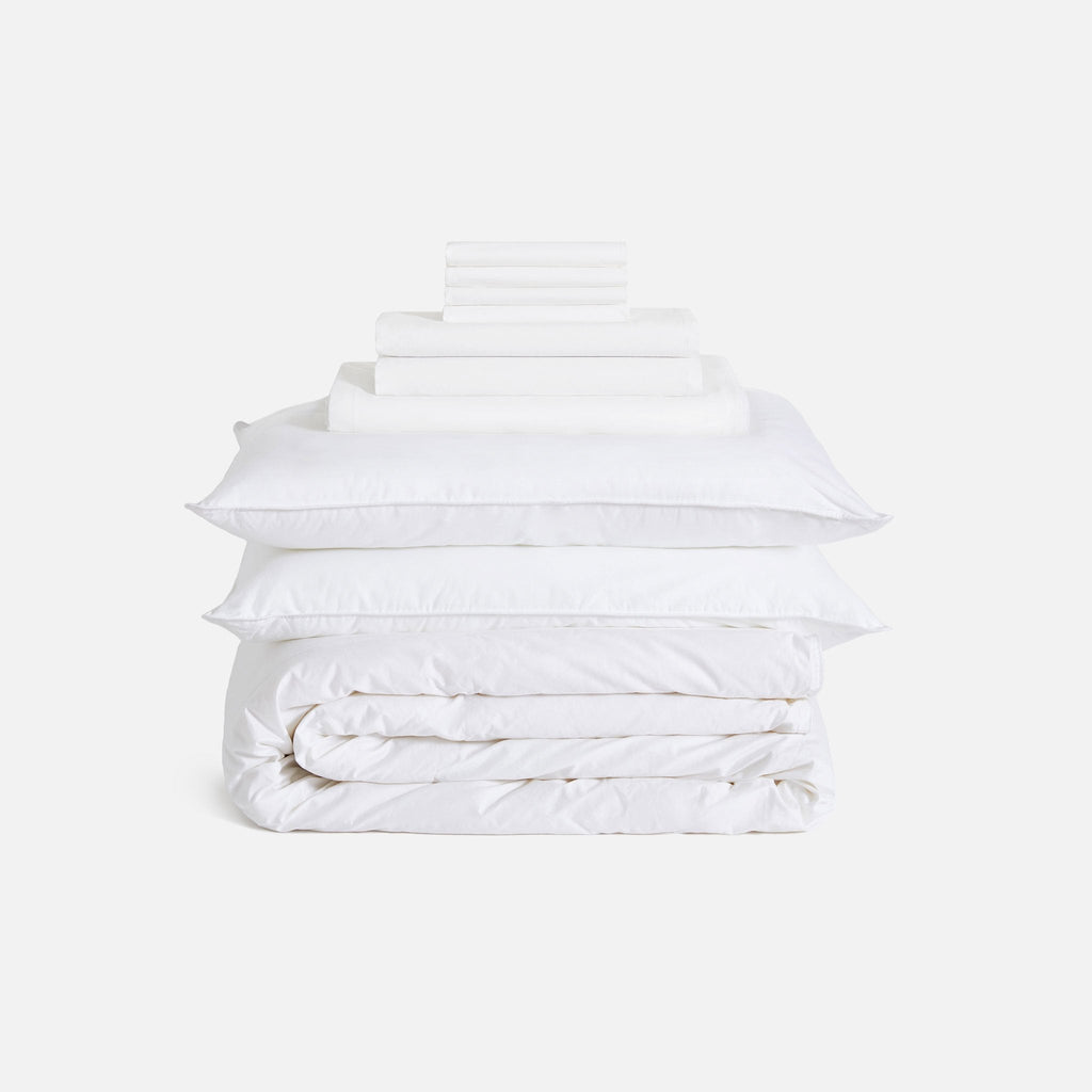 Classic Percale Bedding Move-In Bundle - Solid White