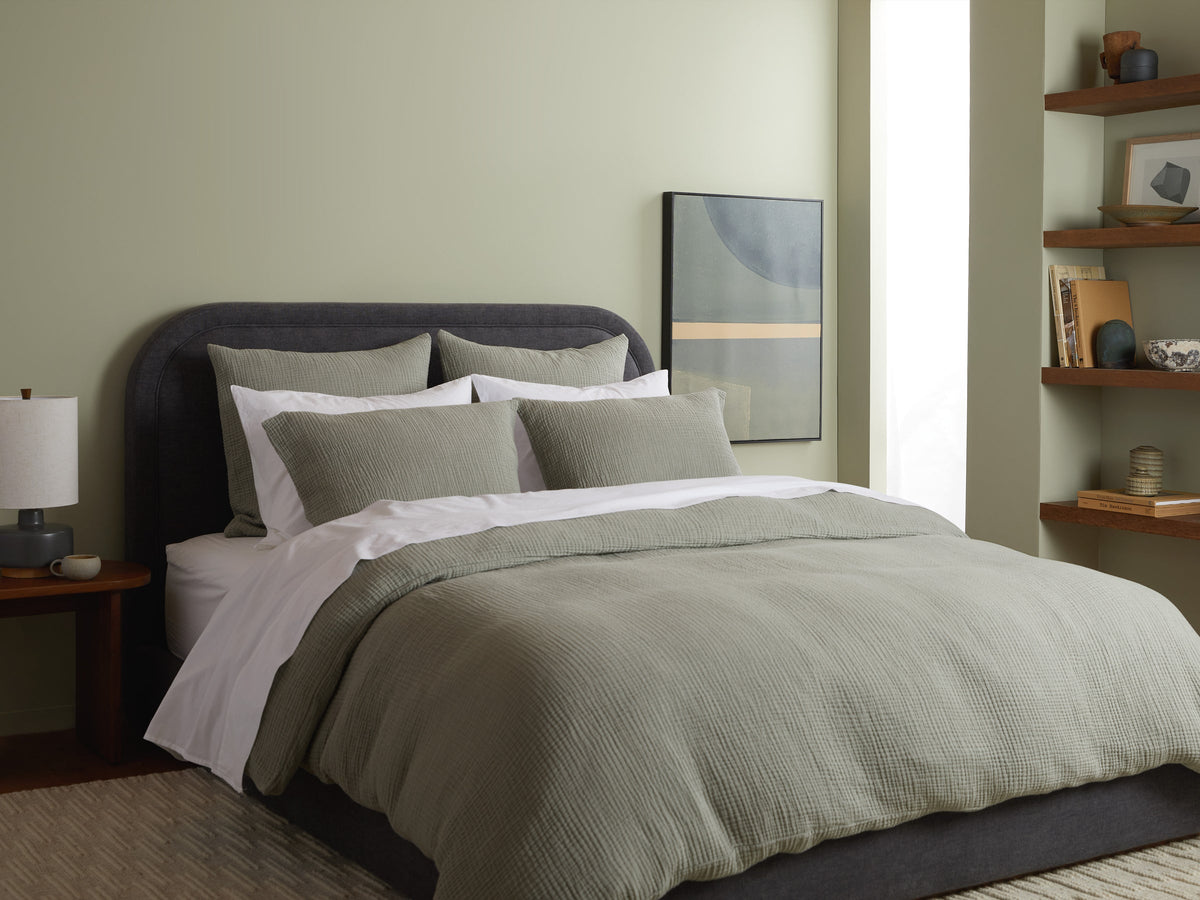 Organic Cloud Cotton Euro Sham - FINAL SALE (Heathered Moss) - Image 2