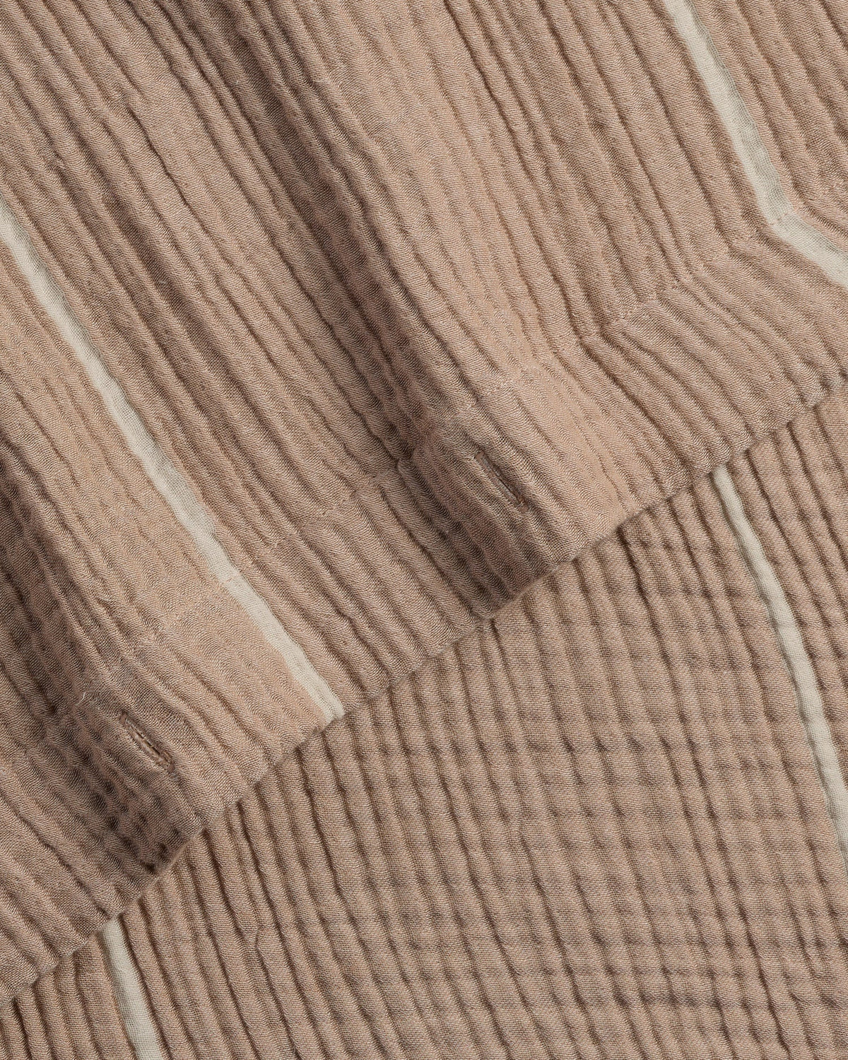 Organic Cloud Cotton Shower Curtain (Soft Adobe and Bone Stripe) - Image 2
