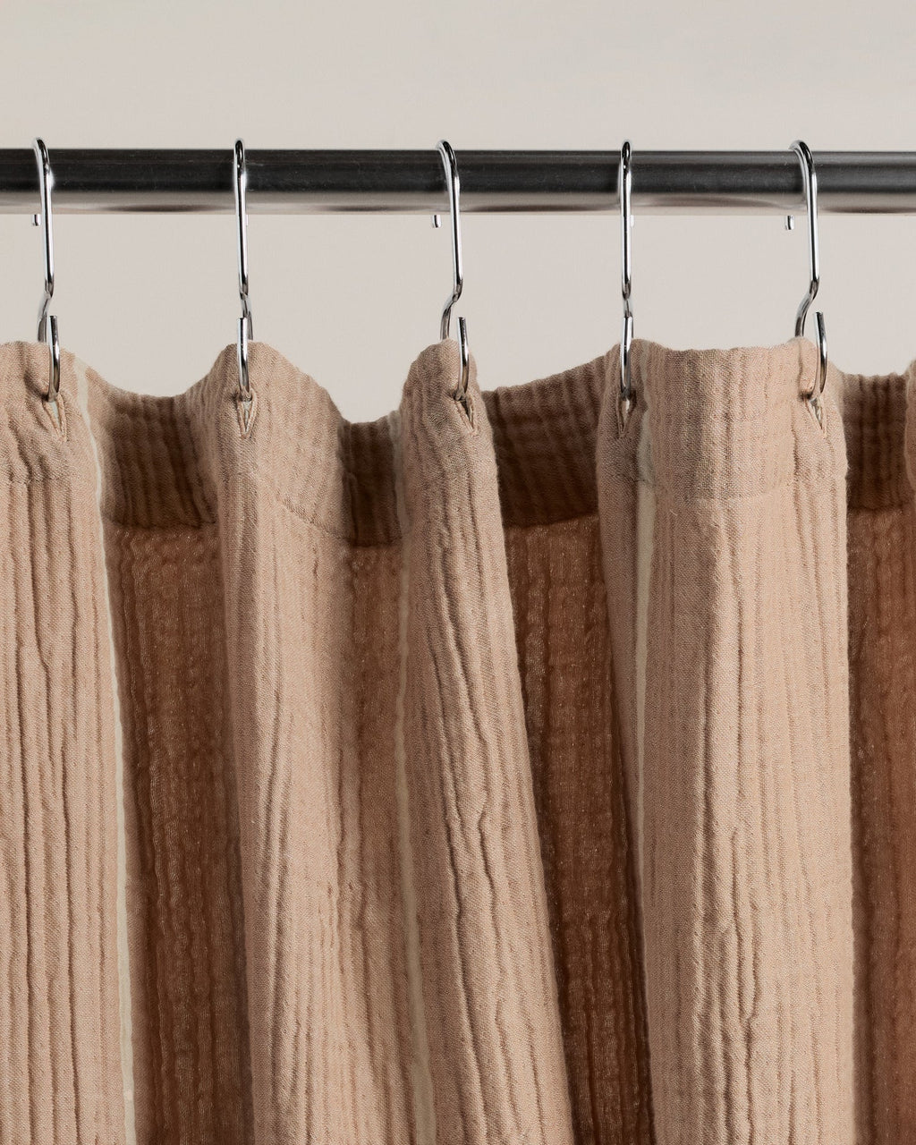 Organic Cloud Cotton Shower Curtain (Soft Adobe and Bone Stripe) - Image 3