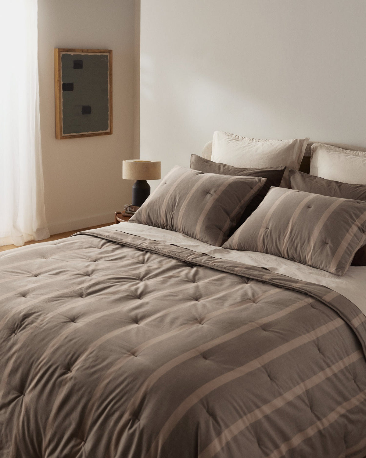 Field Stripe Comforter (Warm Grey Stripe) - Image 2