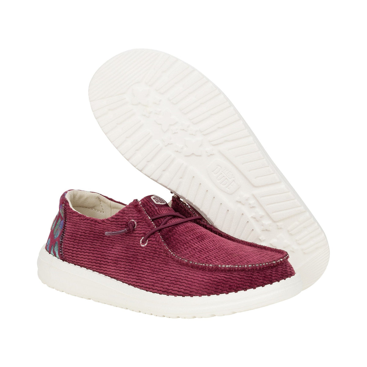 HEYDUDE Wendy Corduroy Leo Womens Shoes - Burgundy - Image 3