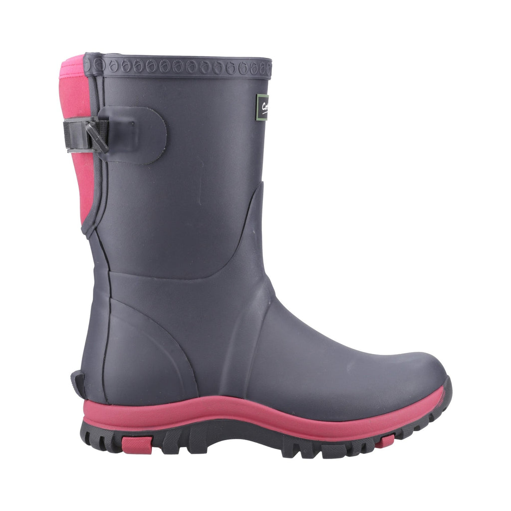 Cotswold Realm Womens Adjustable Short Wellington Boot - Navy/Pink - Image 4