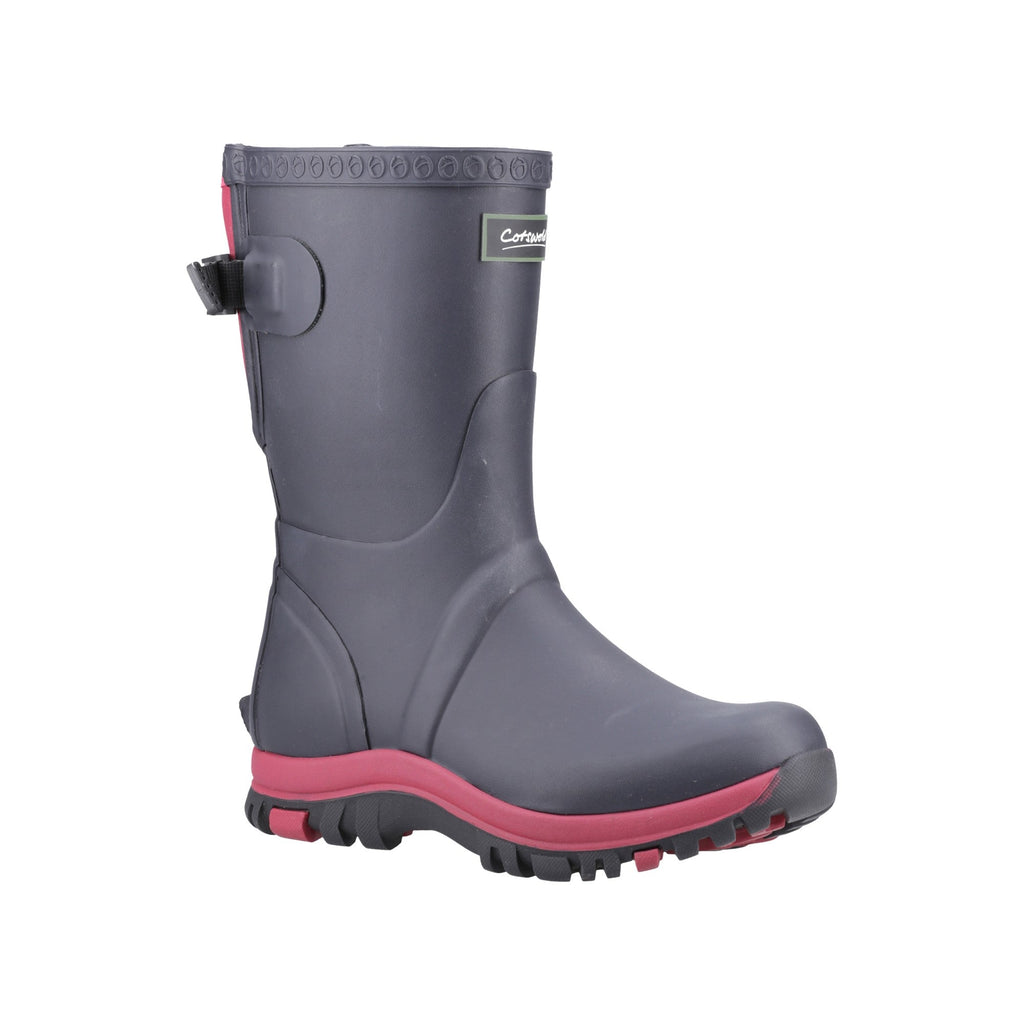 Cotswold Realm Womens Adjustable Short Wellington Boot - Navy/Pink - Image 5