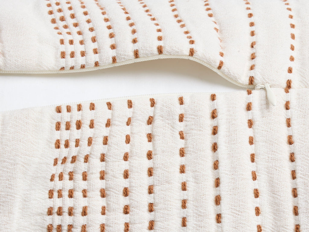 Hand Stitched Bolster Pillow Cover - FINAL SALE (Cream and Tobacco) - Image 3